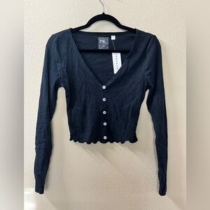 PACSUN Black Button Crop Top size M